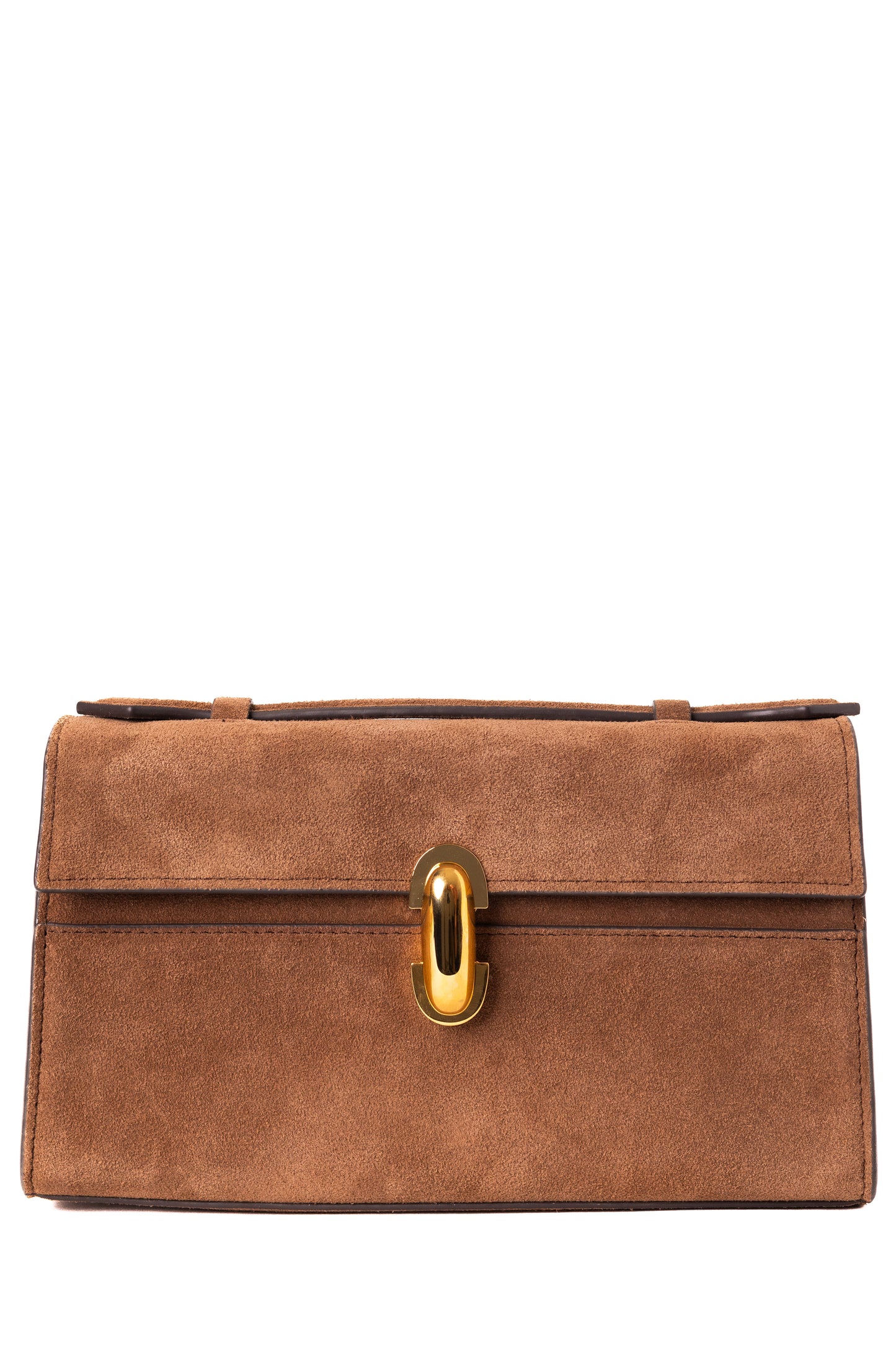 Savette Symmetry Pochette in Brown Suede