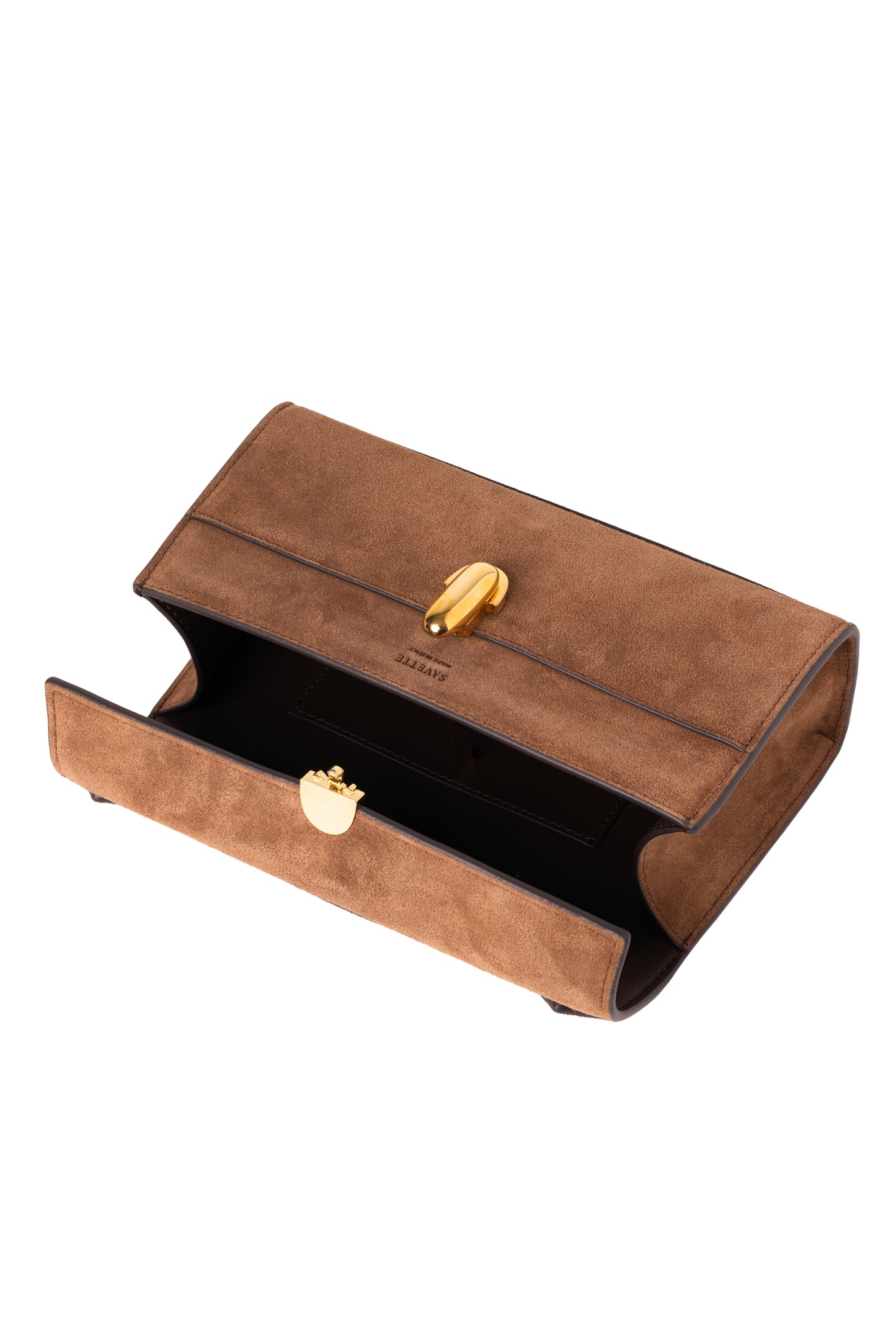 Savette Symmetry Pochette in Brown Suede
